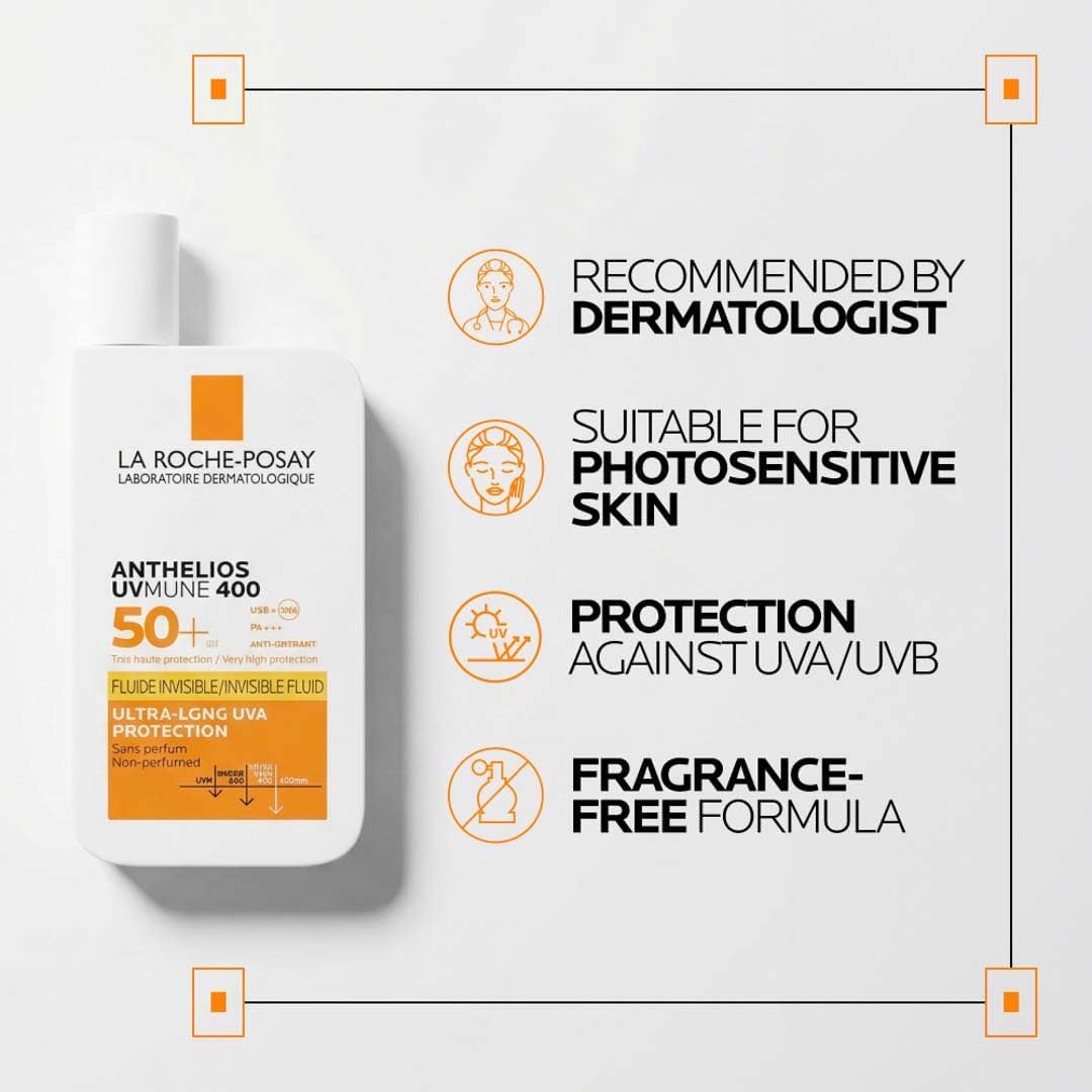 La Roche-Posay Anthelios UVMune 400 Invisible Fluid Sunscreen SPF 50+ for Men/Women