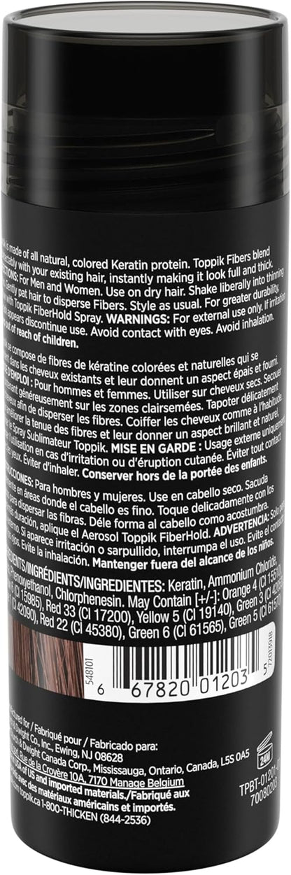 Toppik Hair Building Fibers with Premium Keratin Fibers Conceals Hair Thinning and Hair Loss for Fuller